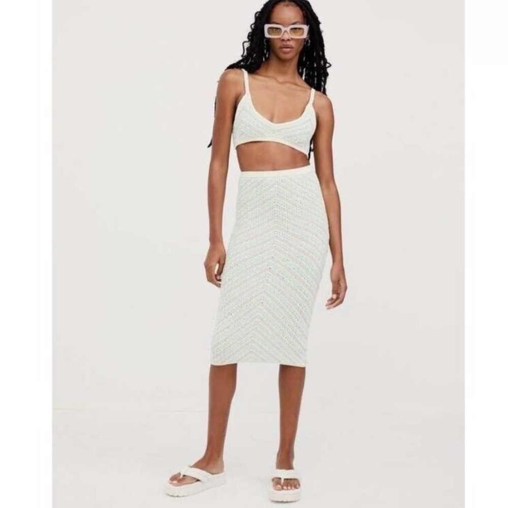 NWT For Love and Lemons Bette Crochet Mid Skirt
